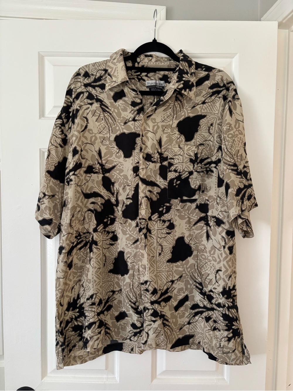 90s Firethorn Men's Short-Sleeve Button-Down Shirt - Size L - 100% Silk - NWOT